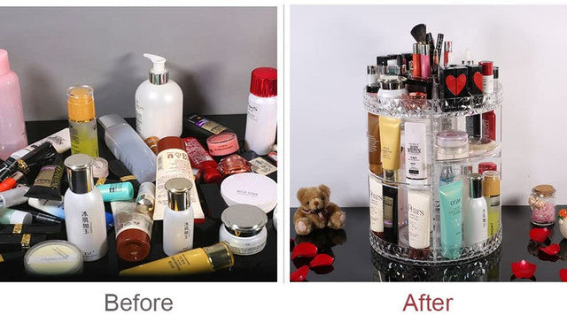 360 Degree Rotating Crystal Jewelry Cosmetic Perfumes Makeup Organizer Display Stand