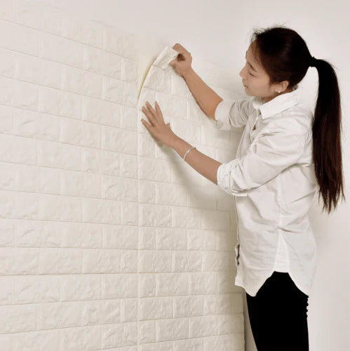 3D Brick Wall Stickers PE Foam High Self-Adhesive Wallpaper Peel and Stick 3D Art Wall Brick Room Panels for TV Walls, Sofa Background Wall Decor Size 70 X 77 CM
