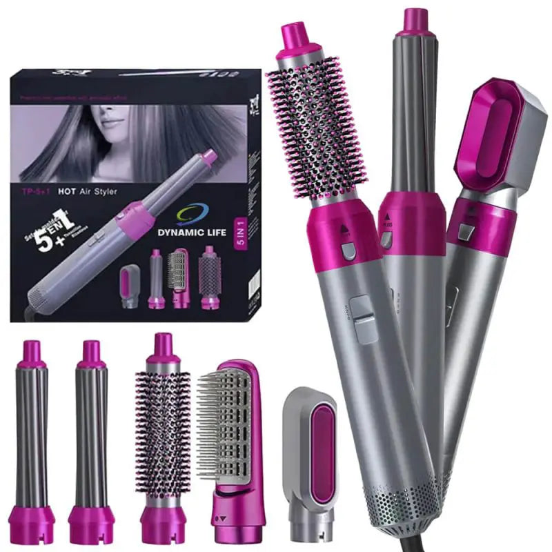 "5-in-1 Multifunctional Hair Styler: Hot Air Dryer, Comb, Volumizer, Brush, and Curler with Detachable Design - One-Step Hot Air Brush Straightener for Women, Girls - Negative Ions, Constant Temperature - Perfect Gift!"