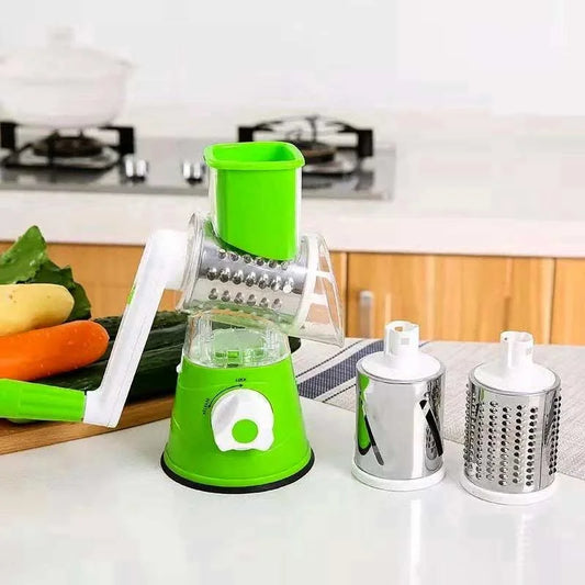 Vegetable Cutter Multifunctional Vegetable Slicer Drum Slicer for Kitchen Manual Hand Crank Vegetable Cutter, 3 in 1 Rotary Cheese Grater Slicer